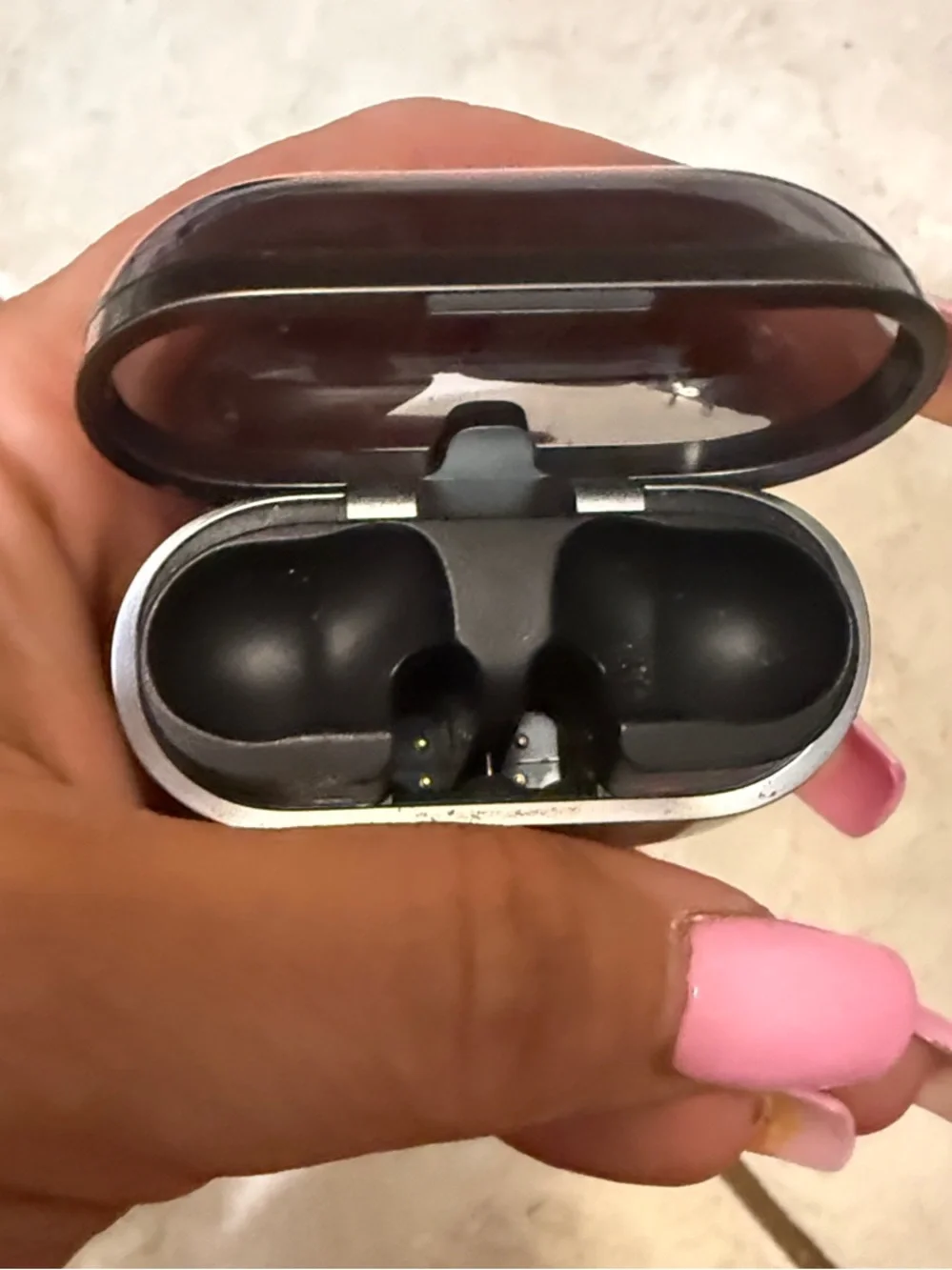 Samsung Galaxy Buds3 Pro True Wireless Earbuds Charging Case in Black and Silver